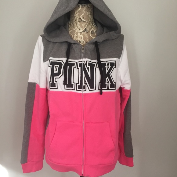 PINK Victoria's Secret Sweaters - PINK Perfect Full Zip Colorblock